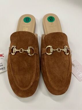 Italian Shoemakers Suede Mules with Horsebit detail Size 8